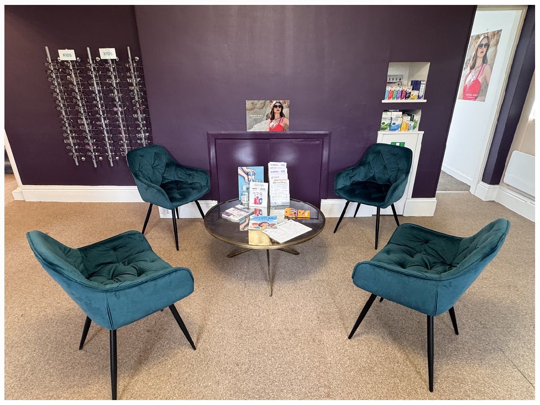 gillie opticians inside shop with frames